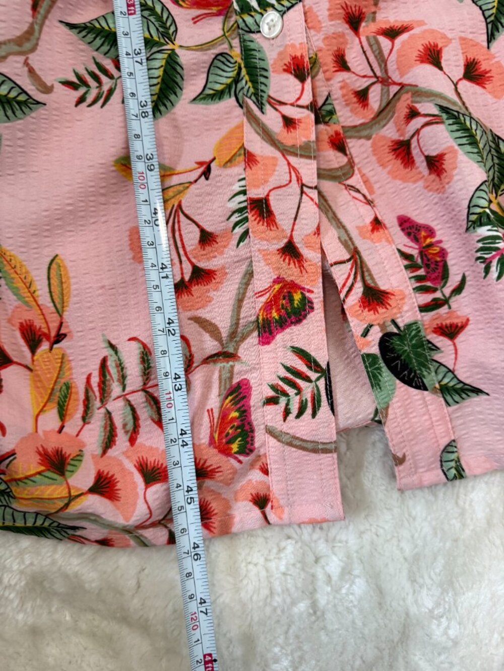 LOFT Pink Floral Tie Waist Midi Dress Size 2 Lined Button Front - Picture 11 of 13